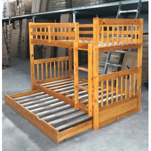 B012 Oak : Giường 3 Tầng Leo Thang - 1m / 1m